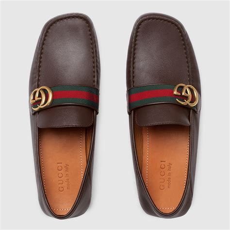 gucci leather driver with web|gucci drivers for men.